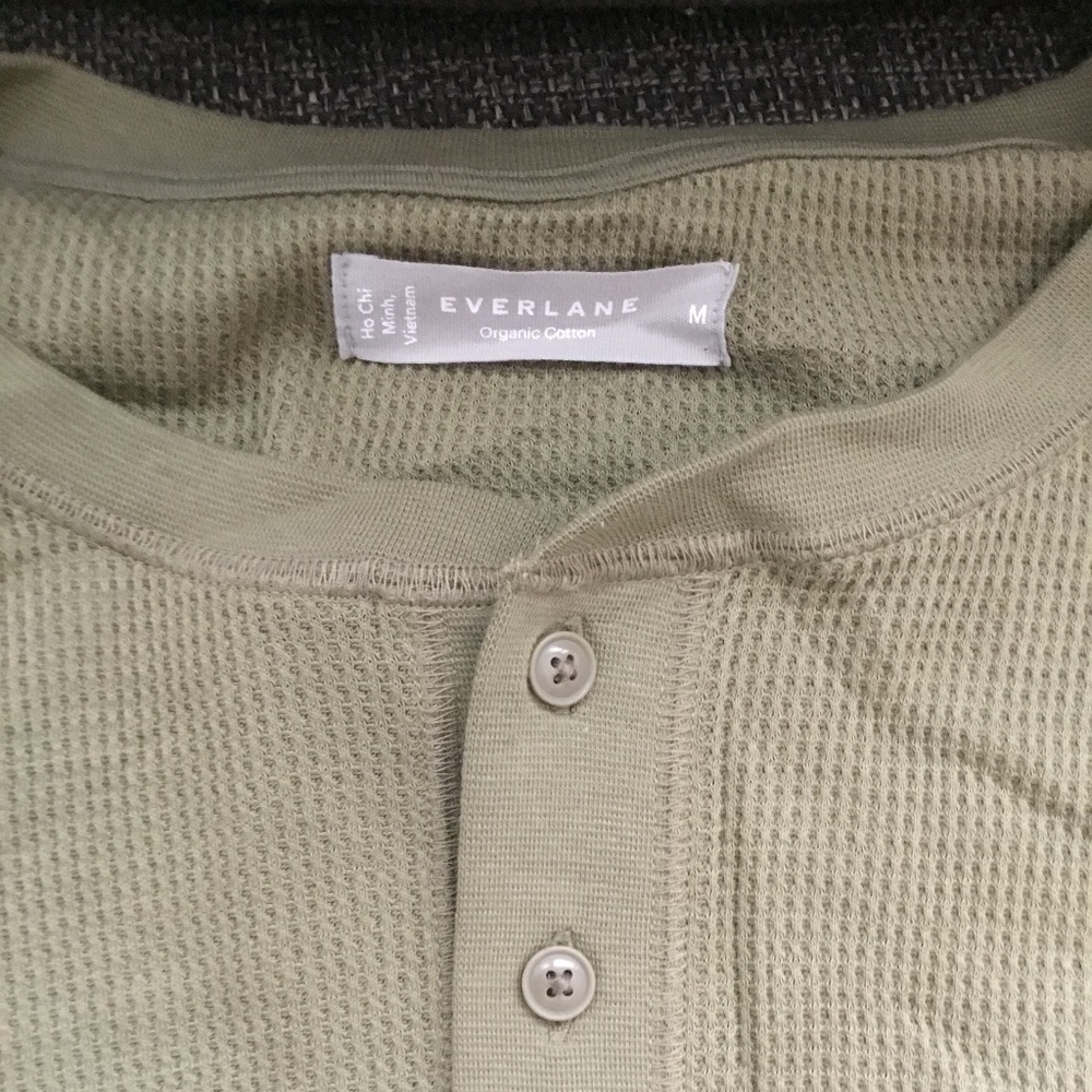 Everlane Organic Cotton Waffle Henley, medium, Bay Leaf color